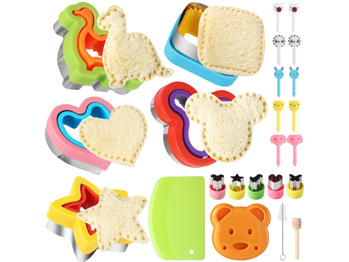 Conjunto De 24 Peças Para Cortar E Selar Sanduíches, Incluindo Cortador De Pão, Molde Para Panquecas, Formatos De Coração, Quadrado