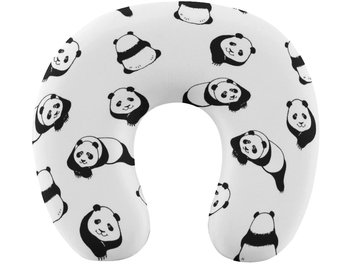 Almofada de Viag Panda, Apoio para o Pescoço, Suporte Cervical em Espuma Viscoelástica, Acessórios, Lavável