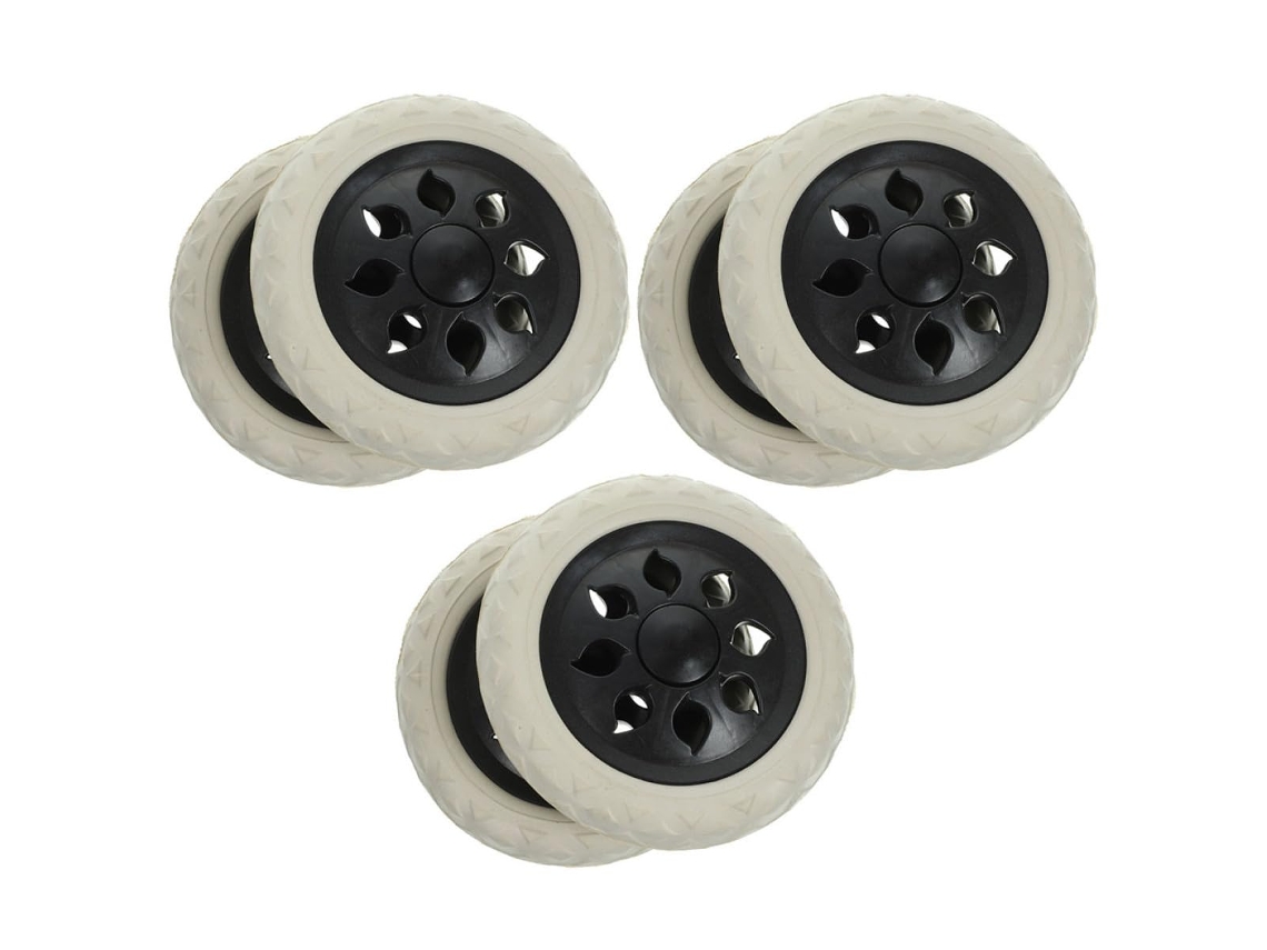 Conjunto De 6 Rodas Pretas De Reposição Para Carrinho De Compras E Cadeira.
