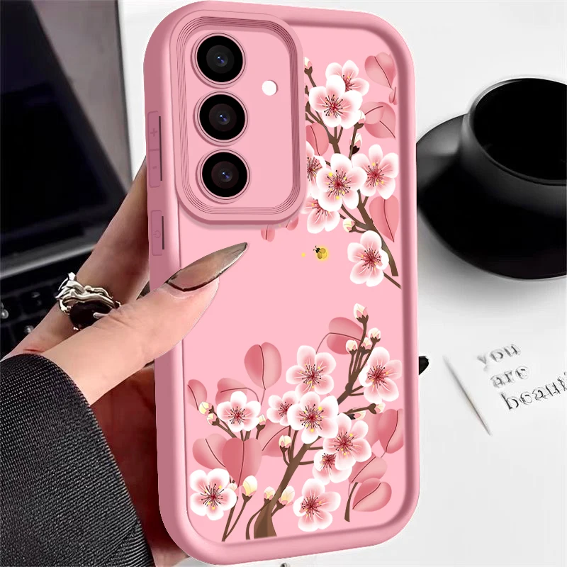 Capa Para Celular Samsung Galaxy S22 Ultra Rosa Com Estampa De Flor De Pêssego