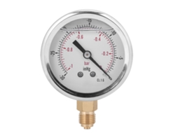 Medidor de Pressão de Vácuo Radial com óleo 1, aço inox, 0-30 inHg, para petróleo e metalurgia | S/MARCA