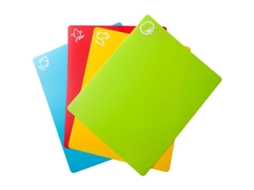 Juego De 4 Tablas De Cortar Flexibles De Plástico Con Iconos Alimentarios, Fondo Antideslizante, Bpa Free, Lavavajillas Seguro