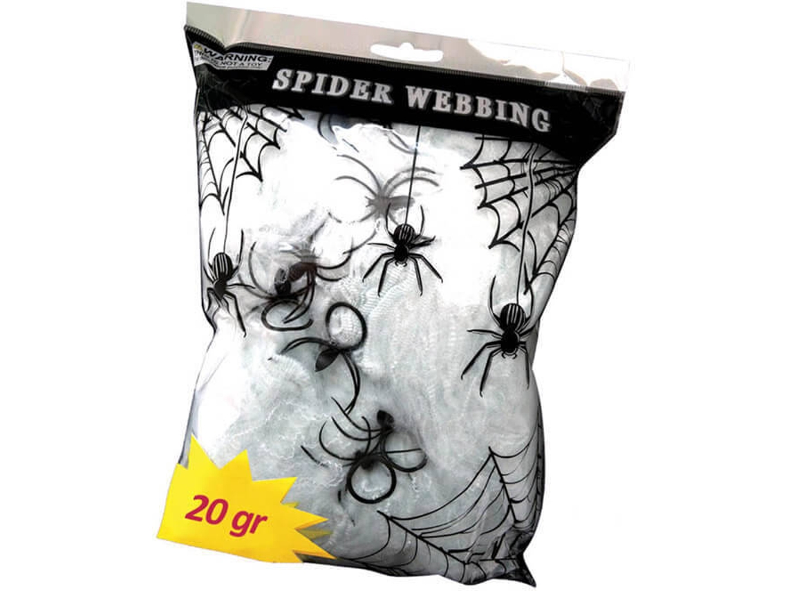 Decorações de Halloween DISFRAZZES Teia de Aranha com 2 Aranhas (20 gr)