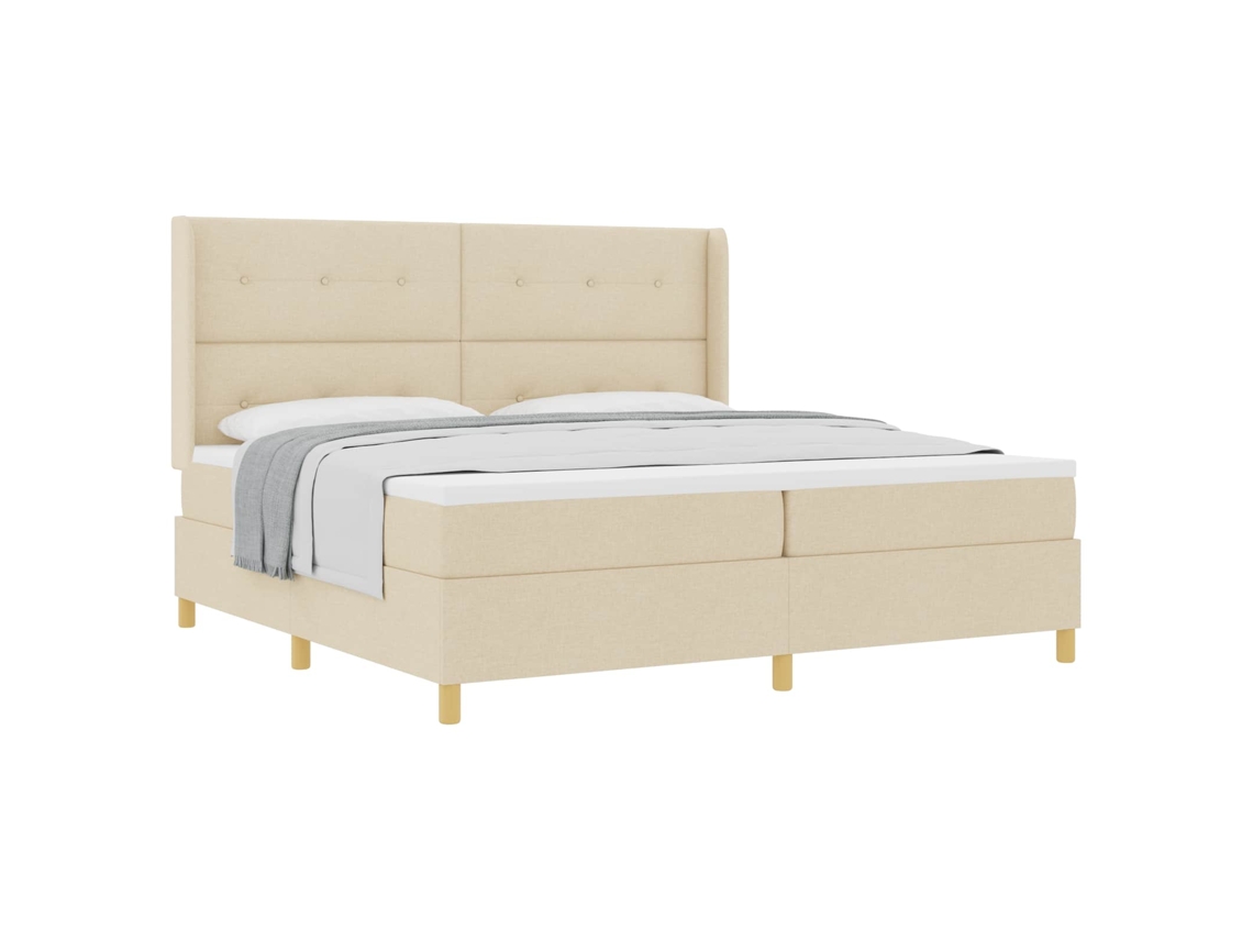 Maison Exclusive - Cama Box Com Cabeceira Creme 200 X 200 Cm Tecido