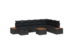 Maison Exclusive - Conjunto De Sofá De Jardim 9 Pcs Preto Rattan Sintético