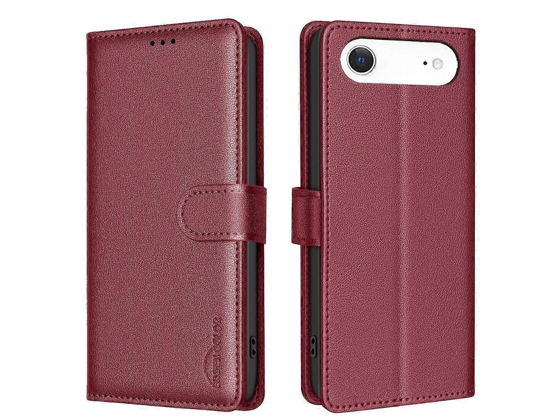 Capa De Pu Com Textura De Lichia E Proteção Rfid, Compatível Com Iphone 17 Pro - Lingling Vermelha