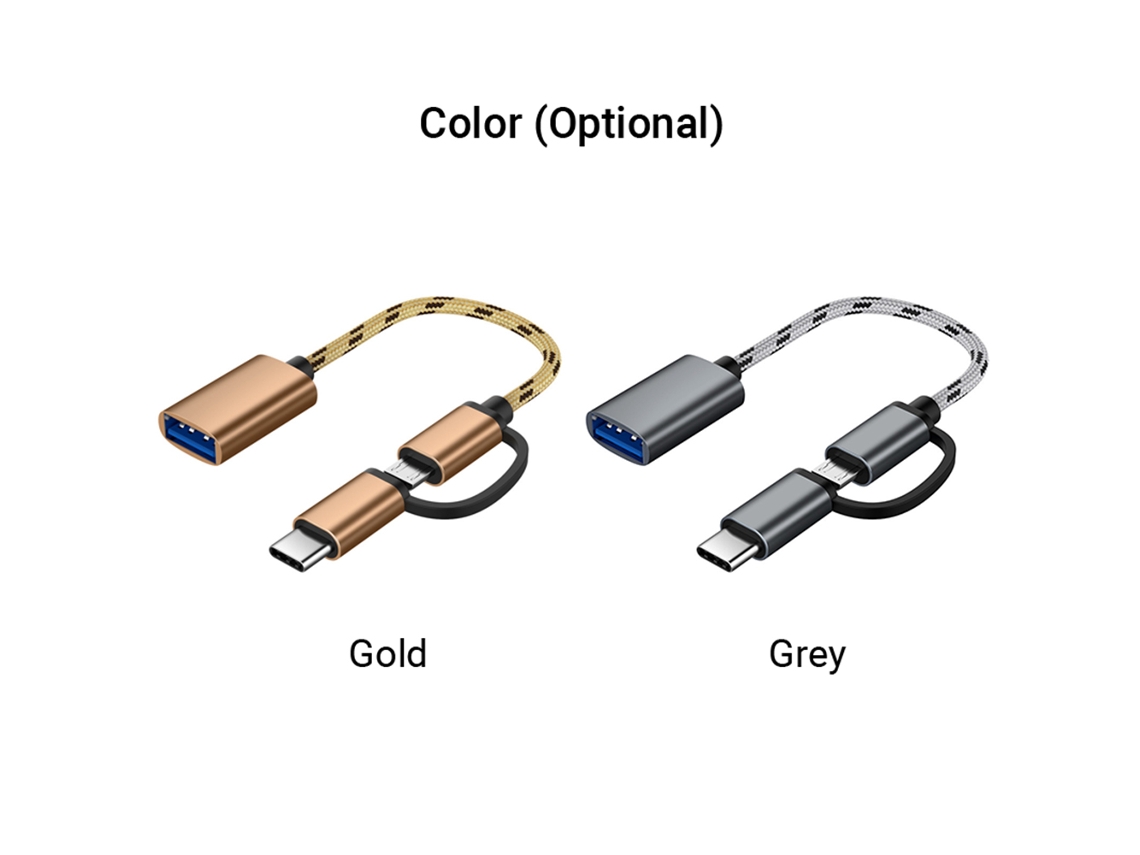 Aetheria cabo Usb Otg 2 em 1 Tipo c/micro Usb para Usb 3.0 Adaptador Trançado Transferência de Dados Compatível com Android