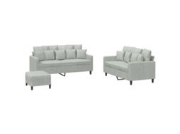 Maison Exclusive - 3 Pcs Conjunto De Sofás Com Almofadões Veludo Cinzento-claro