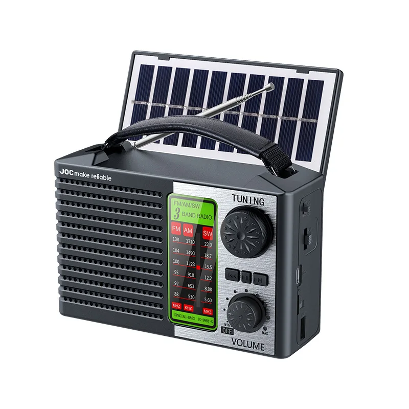 Rádio Solar Powered MDUG suporte fm/am/sw Bluetooth luz led bateria recarregável