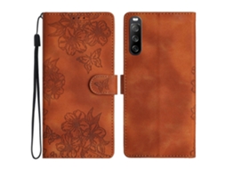 Capa De Celular Em Pu Com Estampa De Borboleta E Flor De Cerejeira