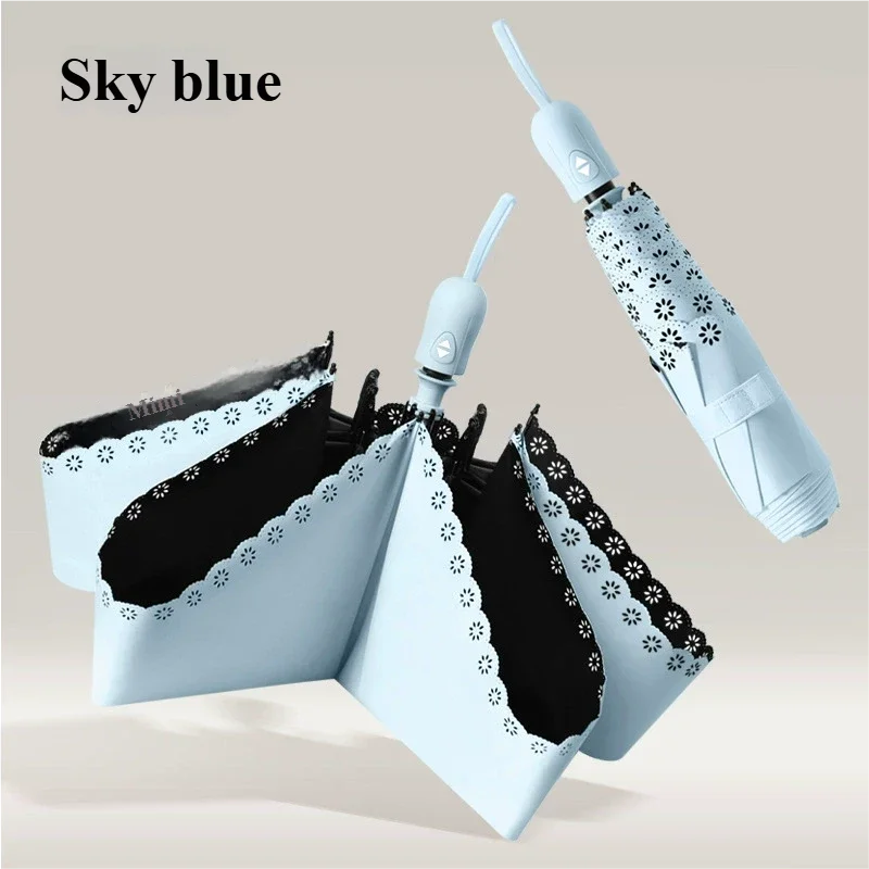 Guarda-chuva Ultraleve Automático (azul Celeste 6k), Guarda-chuva Protetor Solar Na Cor Macaron.
