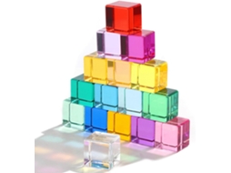 16 Cubos De Gemas Acrílicas, Cores Do Arco-íris, Blocos Empilháveis