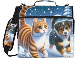 Bolsa Organizadora De Inverno Cães E , Com Espaço Laptop De 14 Polegadas, Feita Em Poliéster Resistente À