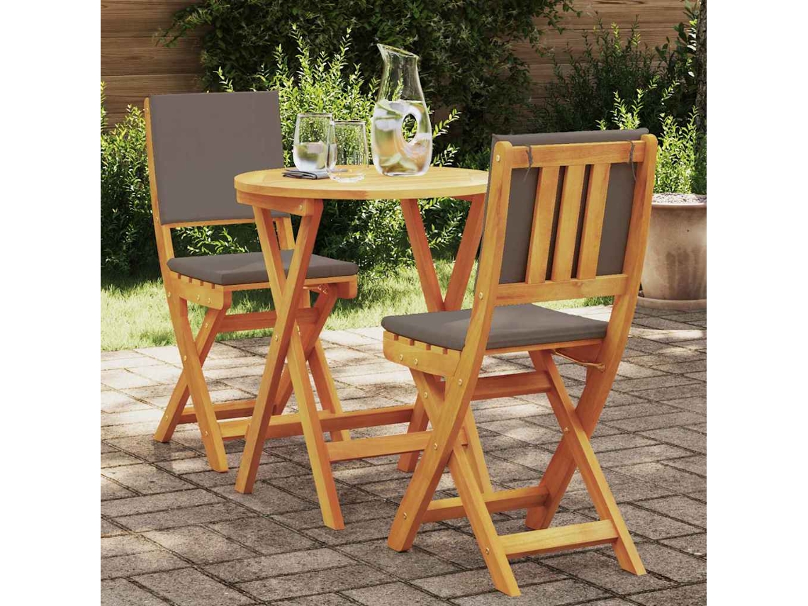 Vidaxl Conjunto Bistro 3 Pcs Óleo Natural Madeira Sólida De Acácia