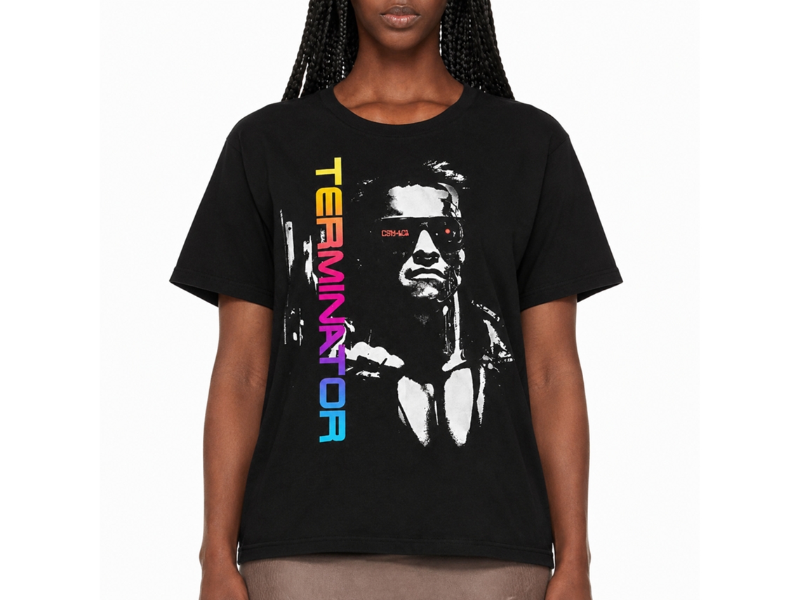Rockinstone Terminator Neon Terminator Black Adult T-shirt Size:m