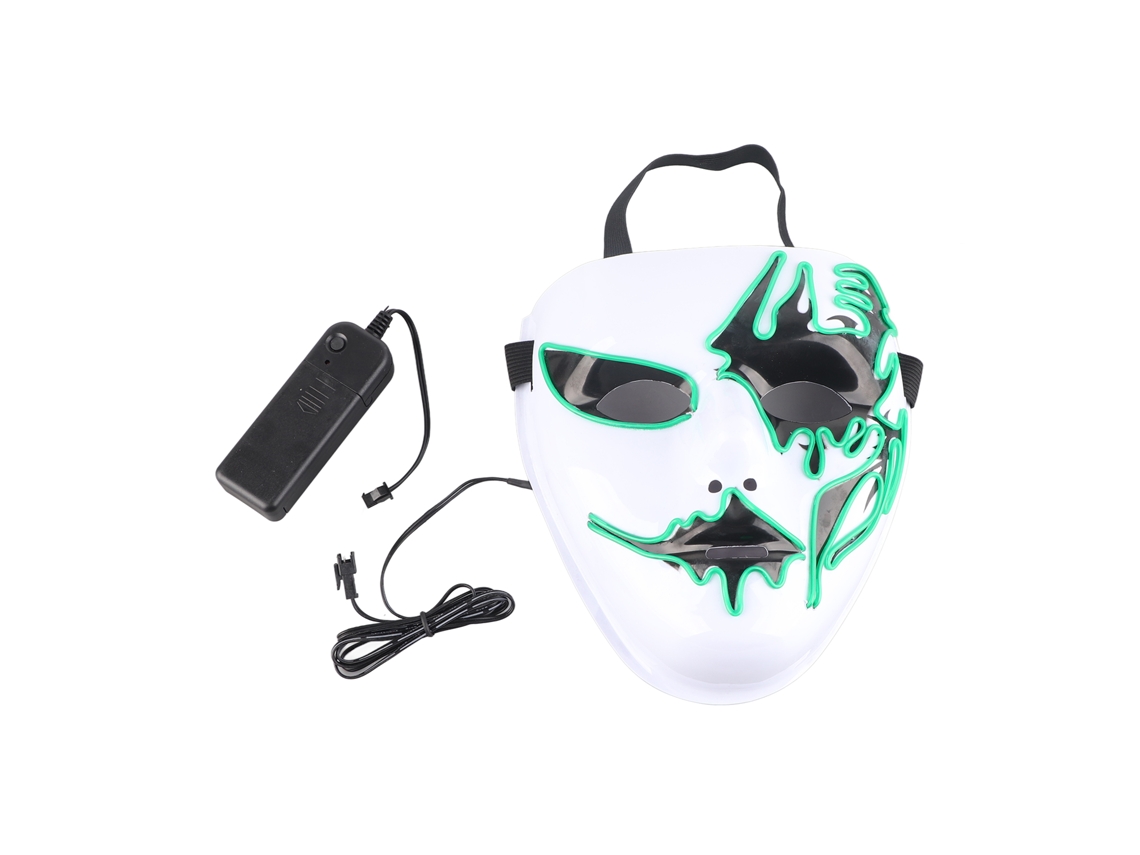 Mali máscara de Festa com Luz Fria Branca Assustadora Luminosa para Halloween e Cosplay Verde Escuro