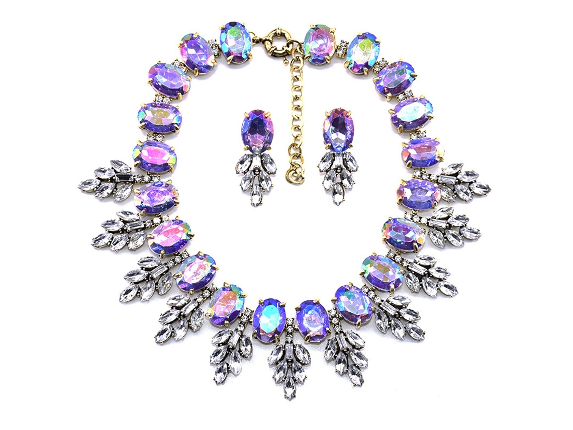 Conjunto De Acessórios De Jóias Pendente E Ouvido Com Strass