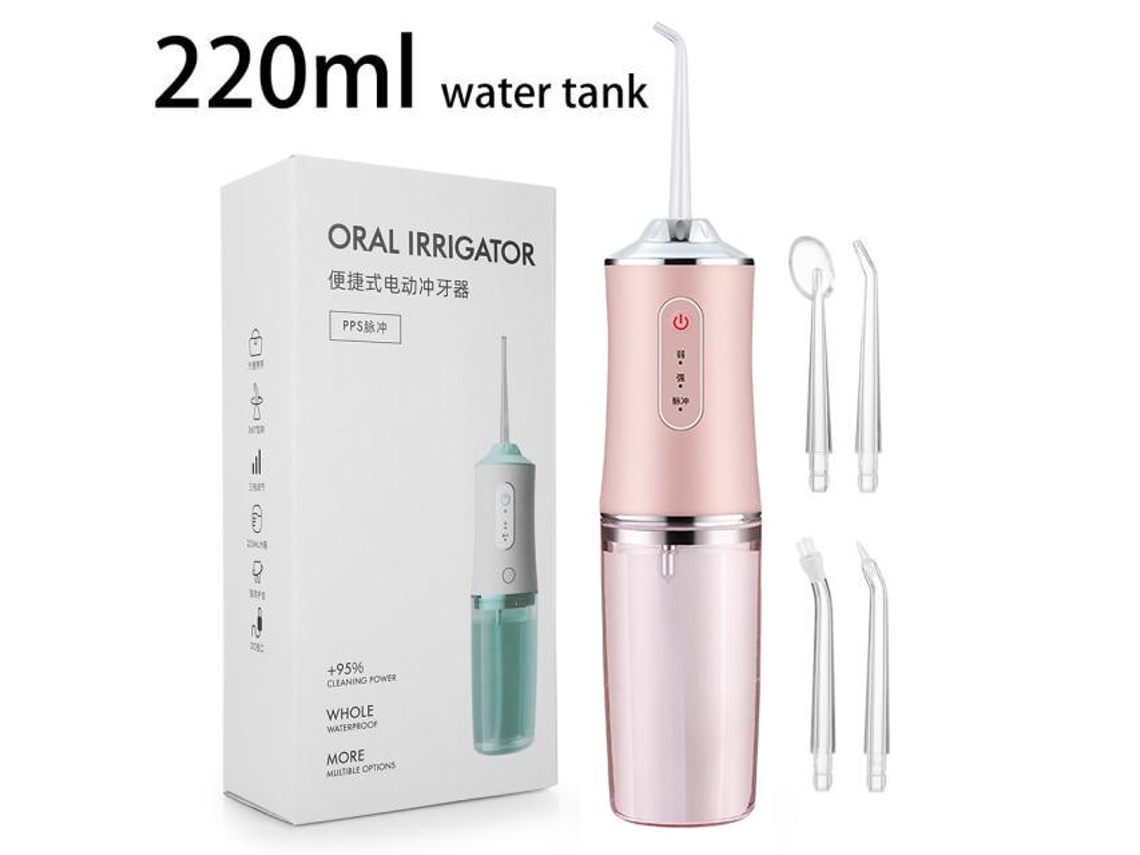 Irrigador Oral Portátil Sem Fio, 350ml /220ml, Fio Dental De Água Portátil, Usb, Recarregável, Jato De Água, Palito Bucal, 5 Pontas De Jato, 3 Modos