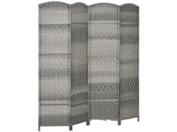 Divisor de Ambiente Interno de Madeira com 4 Painéis para Sala de Estar e Quarto Misto 180 X 180 Cm Cinza