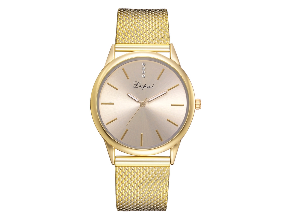 Relógio de Pulso Feminino Casual Lvpai Pulseira de Silicone Estilo Simples Quartzo Dourado