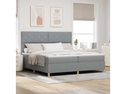 Vidaxl Cama Box Com Cabeceira Cinzento-claro 200 X 200 Cm Tecido