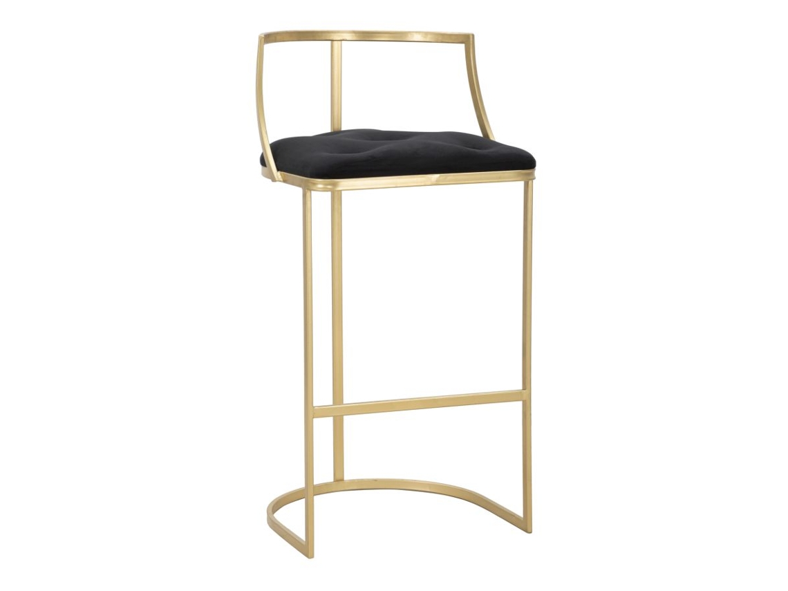Banqueta De Bar Istanbul Dourada E Preta - Banqueta Estofada Em Veludo Com Estrutura Metálica, 45x45x90 Cm - Estilo Glamoroso - Parent 940