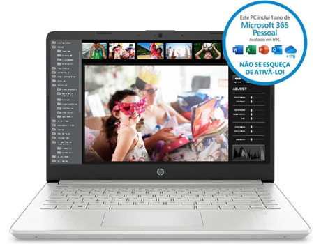 Portátil HP 14s-dq0008np (14'' - Intel Celeron N4020 - RAM: 4 GB - 64 GB eMMC - Intel UHD Graphics) Portátil HP 14s-dq0008np (14'' - Intel Celeron N4020 - RAM: 4 GB - 64 GB eMMC - Intel UHD Graphics) — Windows 11 Atualização Gratuita