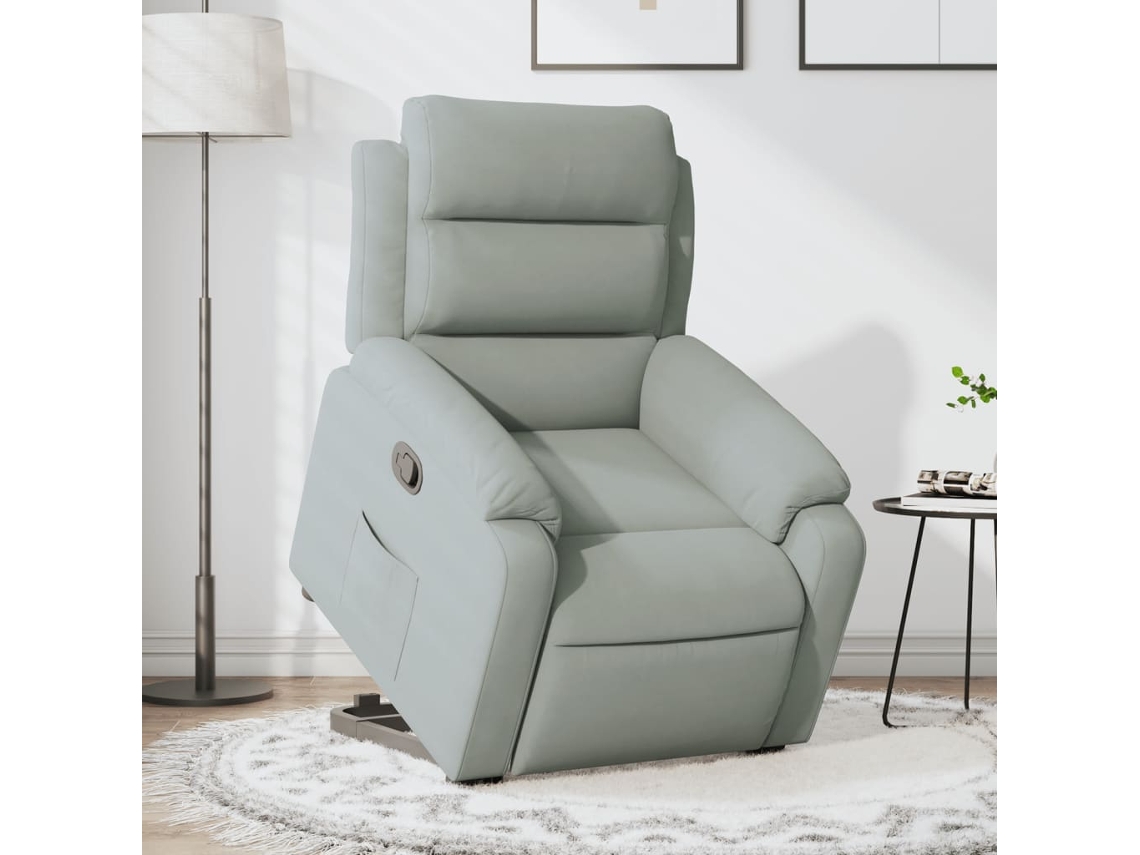 Vidaxl Poltrona Reclinável Elevatória Veludo Cinza-claro