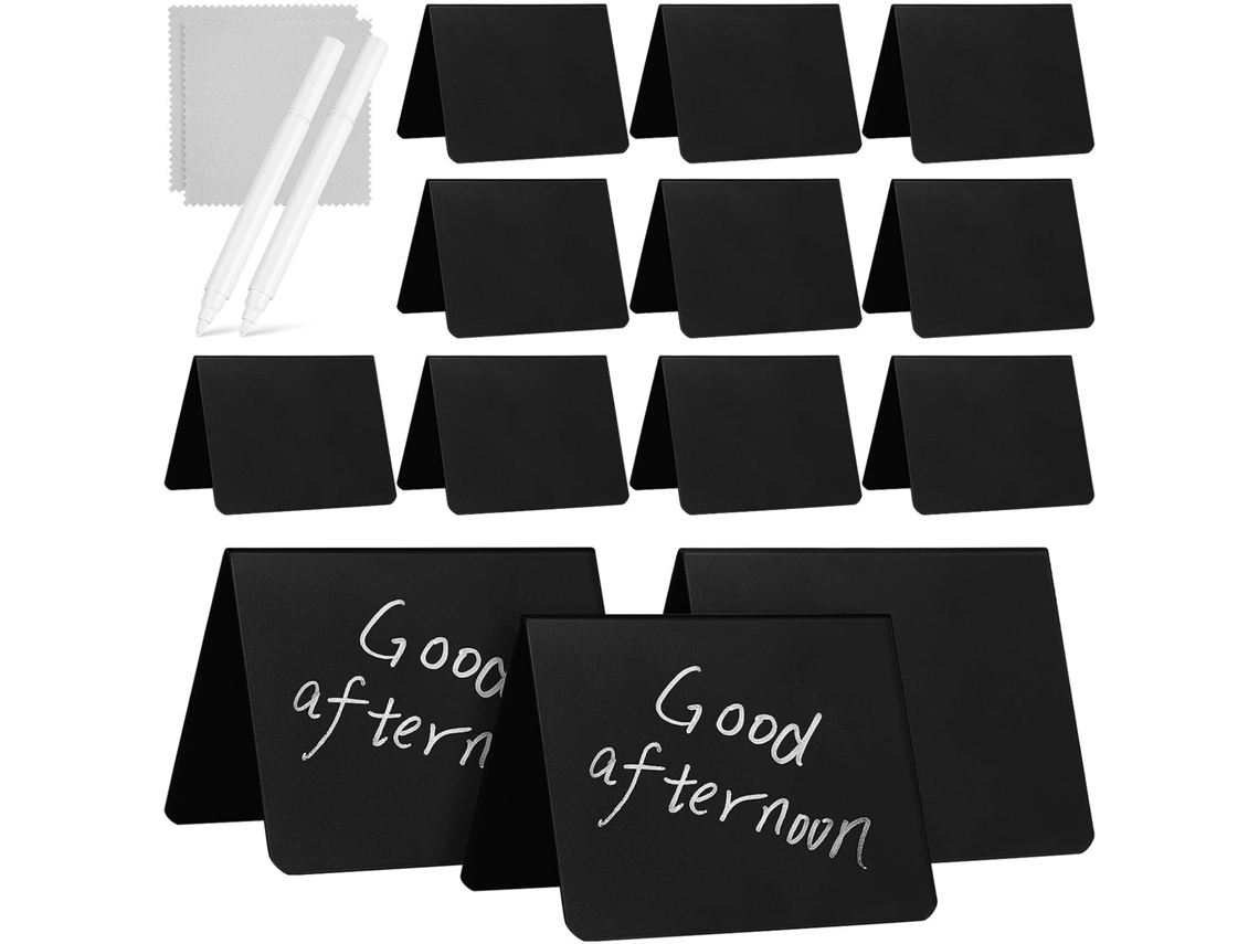 Conjunto De 20 Peças Placas Giz Dupla Face Pretas Sherchpry Com Canetas Brancas E Panos Limpeza Reutilizáveis Para