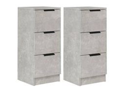 Conjunto de 2 Aparadores Madeira Processada Cinza Cimento MAISON EXCLUSIVE 30x30x70 cm