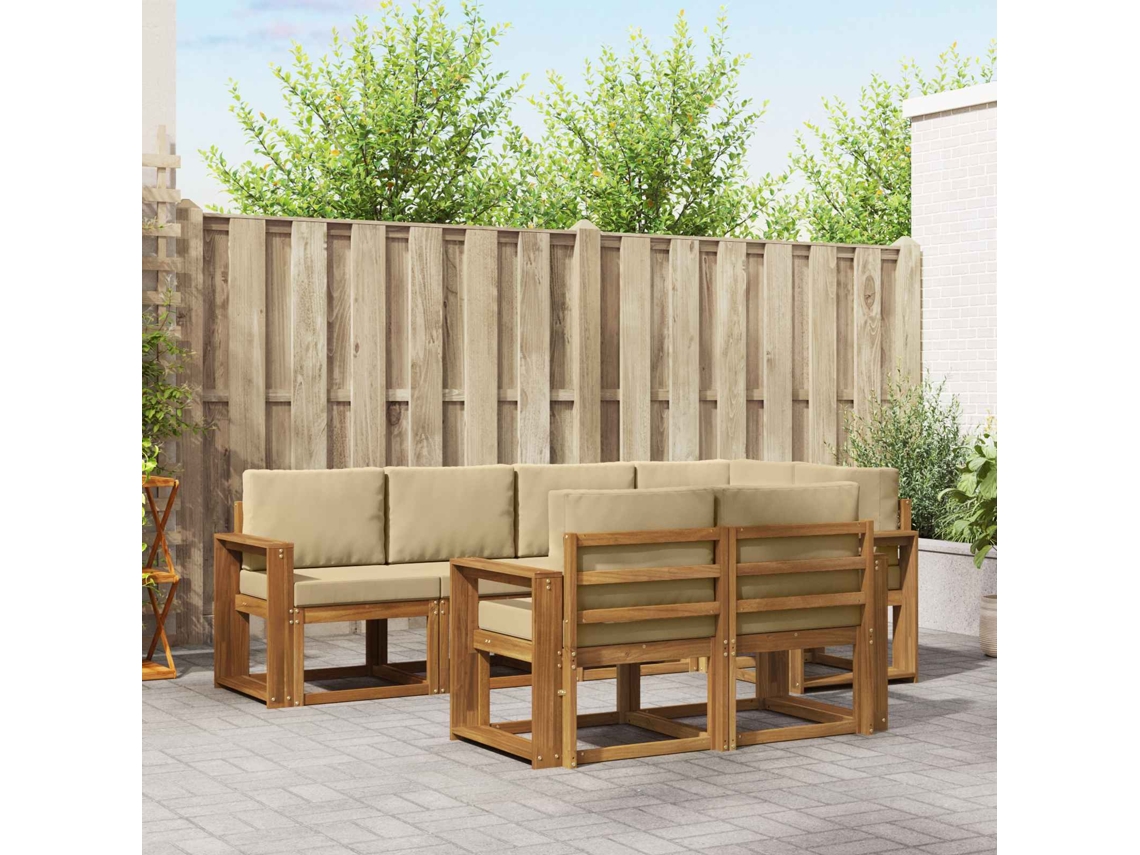 Vidaxl Conjunto De Sofás Para Exterior 7 Unid. Natural E Bege