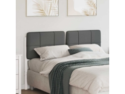 Vidaxl Cabeceira Estofada Com Cabeceira Branco E Cinza Claro 135 Cm