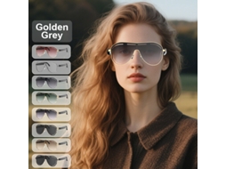 Óculos de sol inteligentes com IA funções: tradução reprodução de música e chamadas Bluetooth cinza dourado CZHHMART