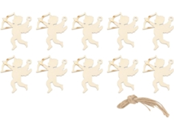 Lote De 10 Pingentes Suspensos Em Forma De Bois Cupidon Com Corda Em Juta Bege Para Decoração De E Enfeites De