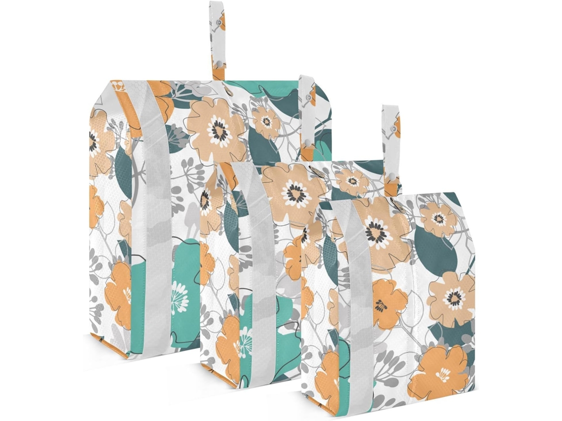 Conjunto de 3 Sacos Compressão Dobráveis para Roupas e Vestuário, Laranja Azul. 23 X 38 Cm 30,5 40,5 51