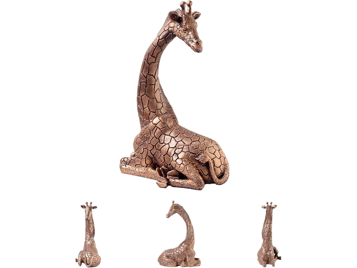 Estatueta Girafa Escultura Resina Impermeável Decoração Quintal Externo Estátua Animal Jardim Pátio Entrada GOKOCO