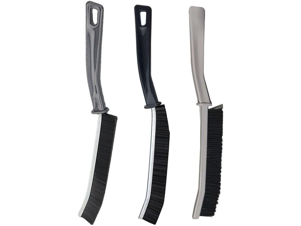 Conjunto De Escovas Para Limpeza Frestas Sungooyue, Kit De Escovas Liga Dura, 3 Peças Com Cabeças Angulares Para
