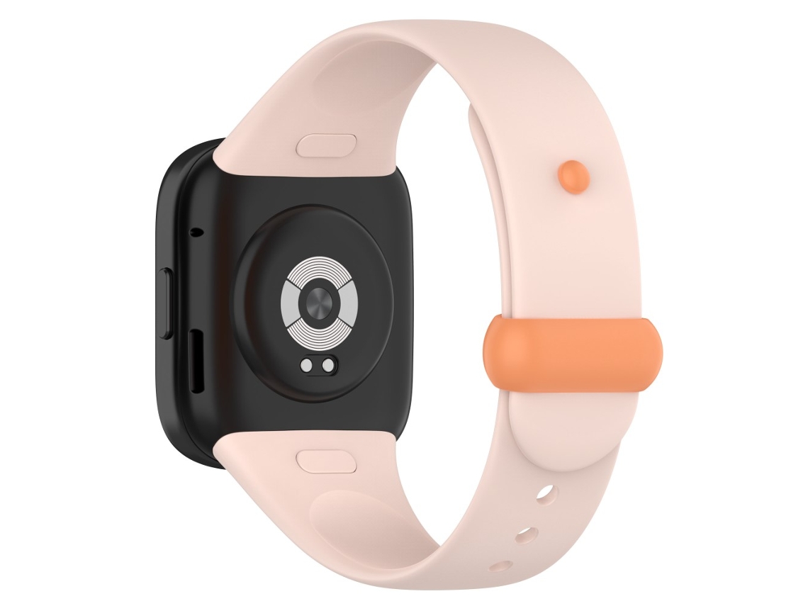 Bracelete Silicone com Fivela de Botão para Xiaomi Redmi Watch 3 Luz Rosa/Laranja