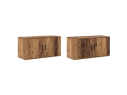 Conjunto 2 Solução De Armazenamento De Parede Vidaxl Castanho Derivados De Madeira (80 X 34,5 X 40 Cm)