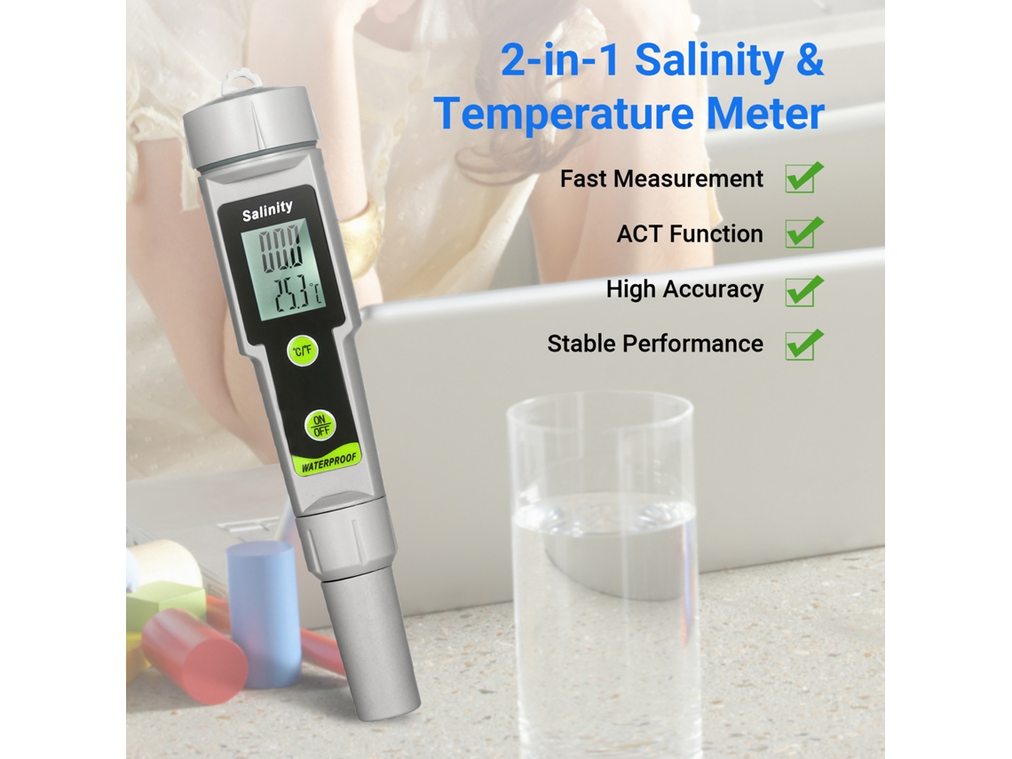 Pen Salinómetro 2 Em 1 Medidor De Salinidade E Temperatura Submersível Para Bebidas