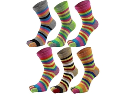 Meias De Dedo Para Mulher 5 Dedos Algodão Absorvente Desportivas 6 Pares Cor Aleatória