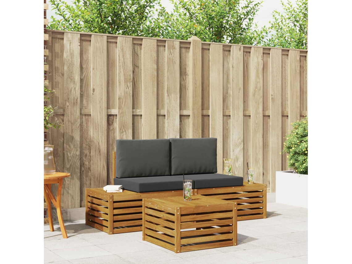Vidaxl Conjunto De Sofás Para Exterior Natural E Antracite