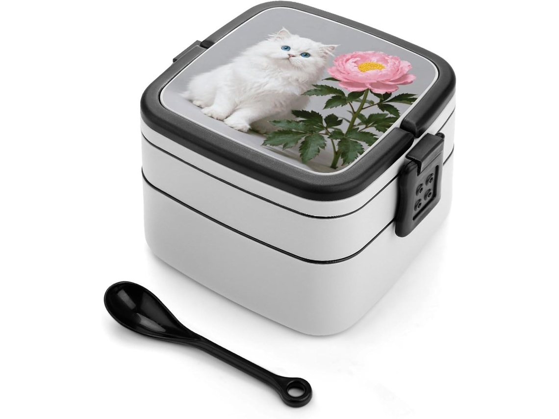 Marmita Bento Empilhável Para Adultos Com Estampa De E Peônias, À Prova De Vazamentos, Tamanho Grande, Com Tampa
