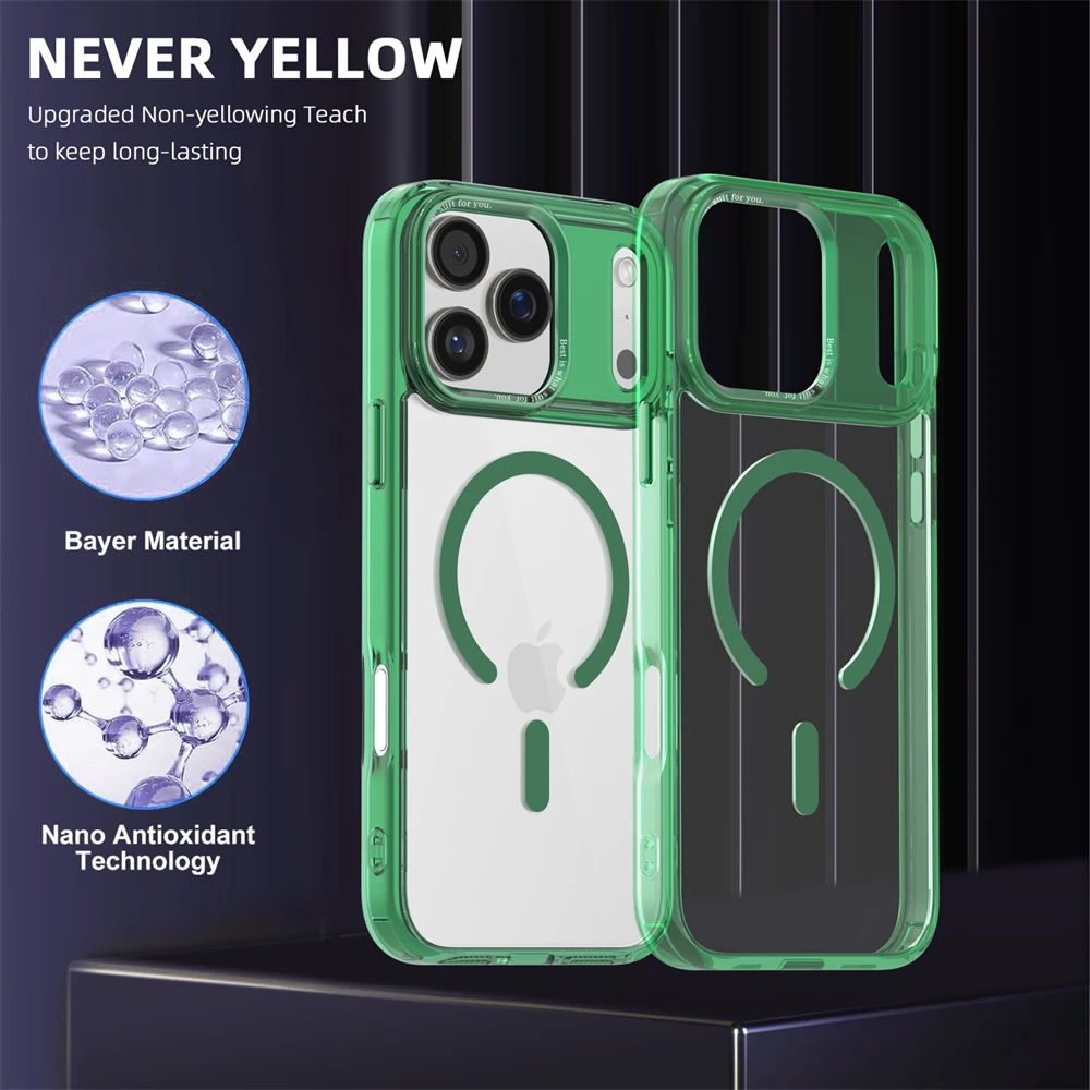 (iphone 16e, Verde) Capa Magnética Para Iphone, Compatível Com Carregamento Sem Fio Magsafe.