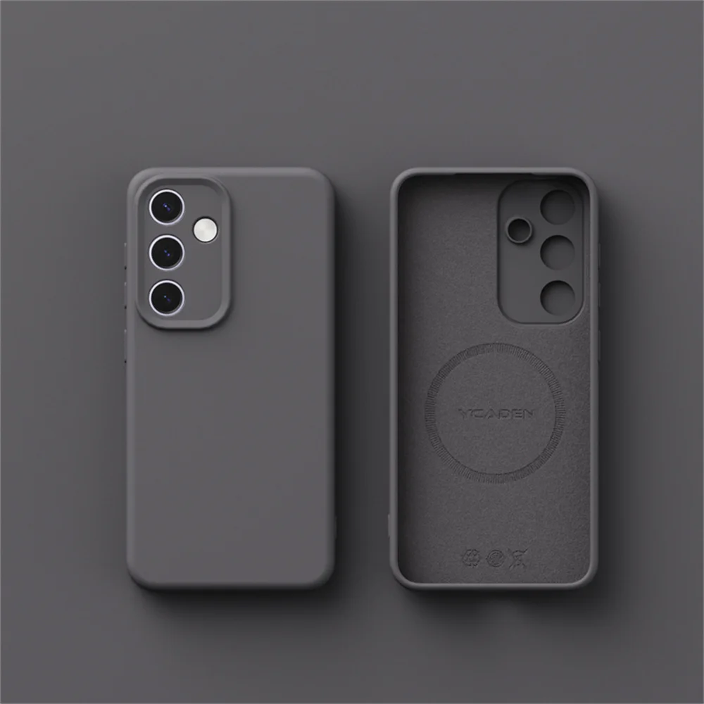 Capa Protetora Magnética De Silicone Líquido Para Samsung S22 (cinza Escuro).