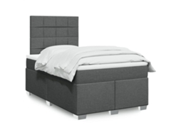 Vidaxl Cama Boxspring Com Colchão 120x190 Cm Tecido Cinzento-escuro