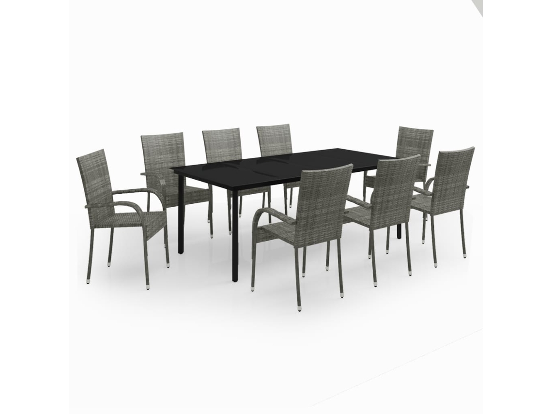 Garden Dining Set, Garden Dining Sets Vidaxl Cinzeto Rattan / Vime (mesa Com 200 Cm De Comprimento)
