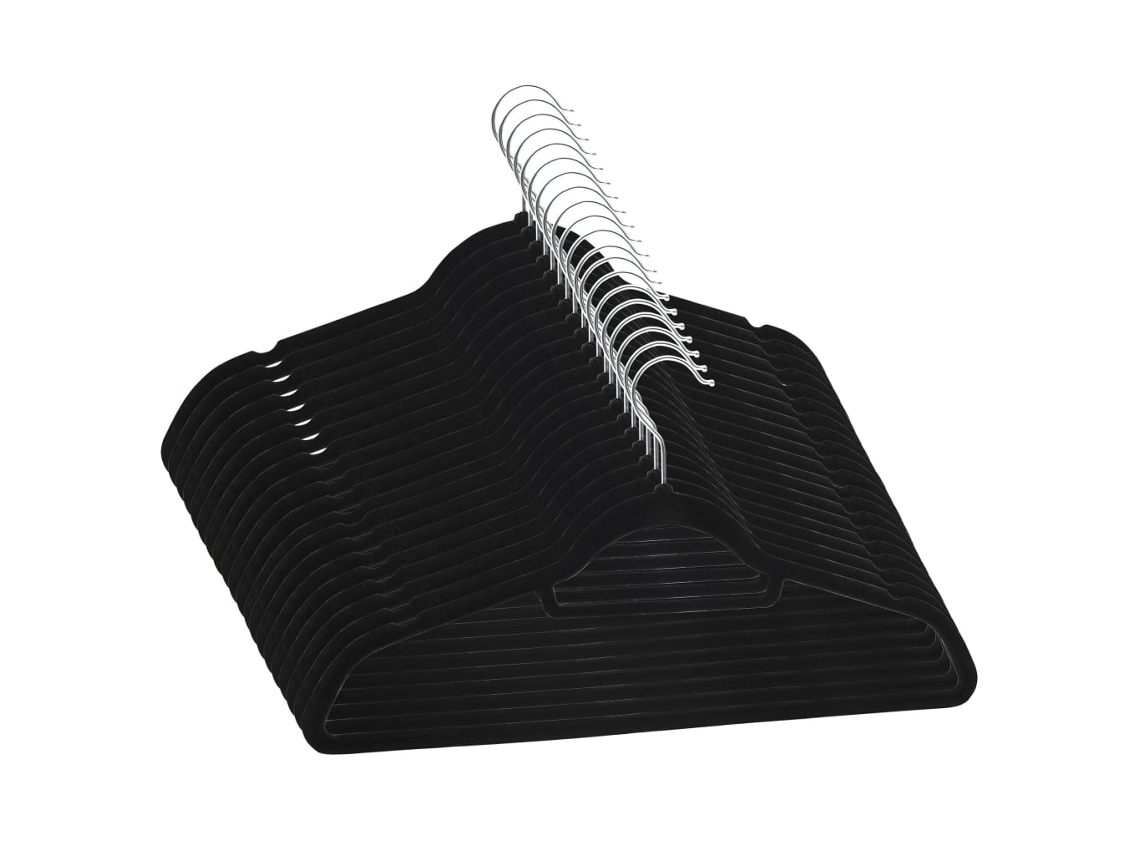 Conjunto de 20 Cabides MAISON EXCLUSIVE Veludo Preto Antiderrapantes