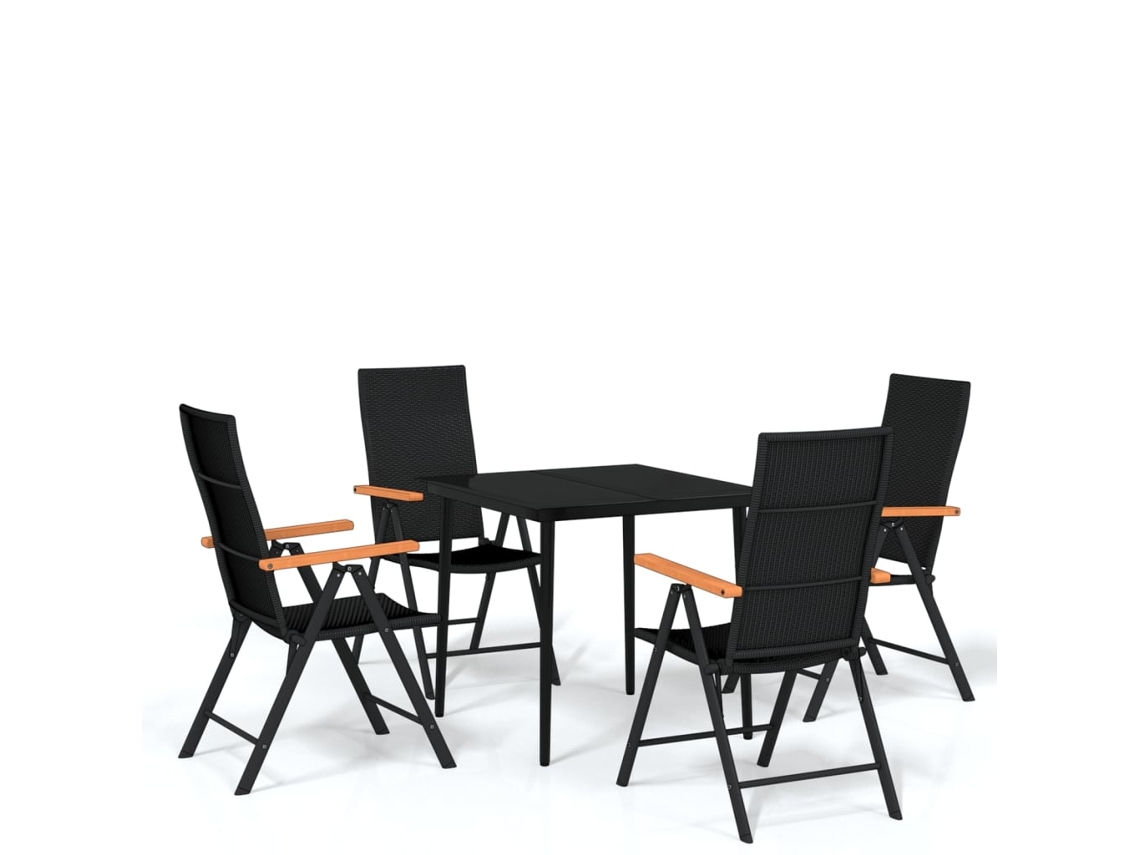 Conjunto 4 Conjunto De Jantar Para Jardim Vidaxl Preto Aço (80 X 80 X 74 Cm)