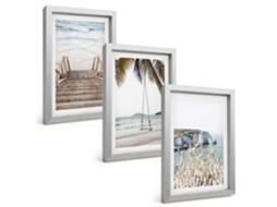 Composição De Quadros Escadas De Madeira Na Praia, Balanço Espelharte (3 Peças 20x30 Cm)